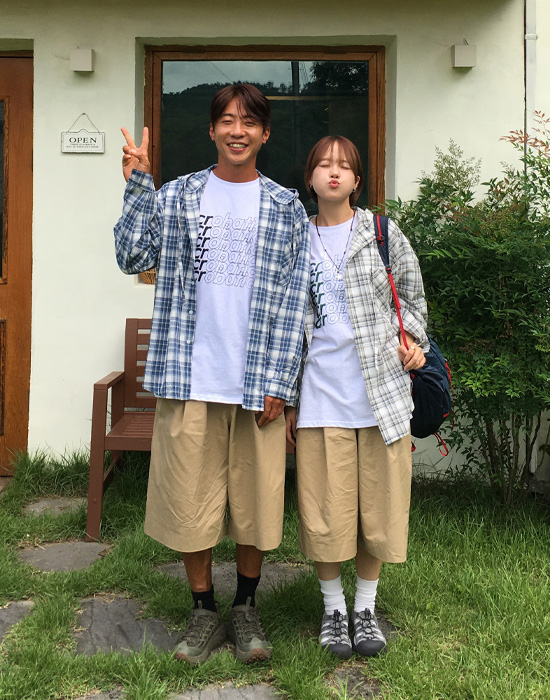 (UNISEX)ゴムハーフチノパンツ