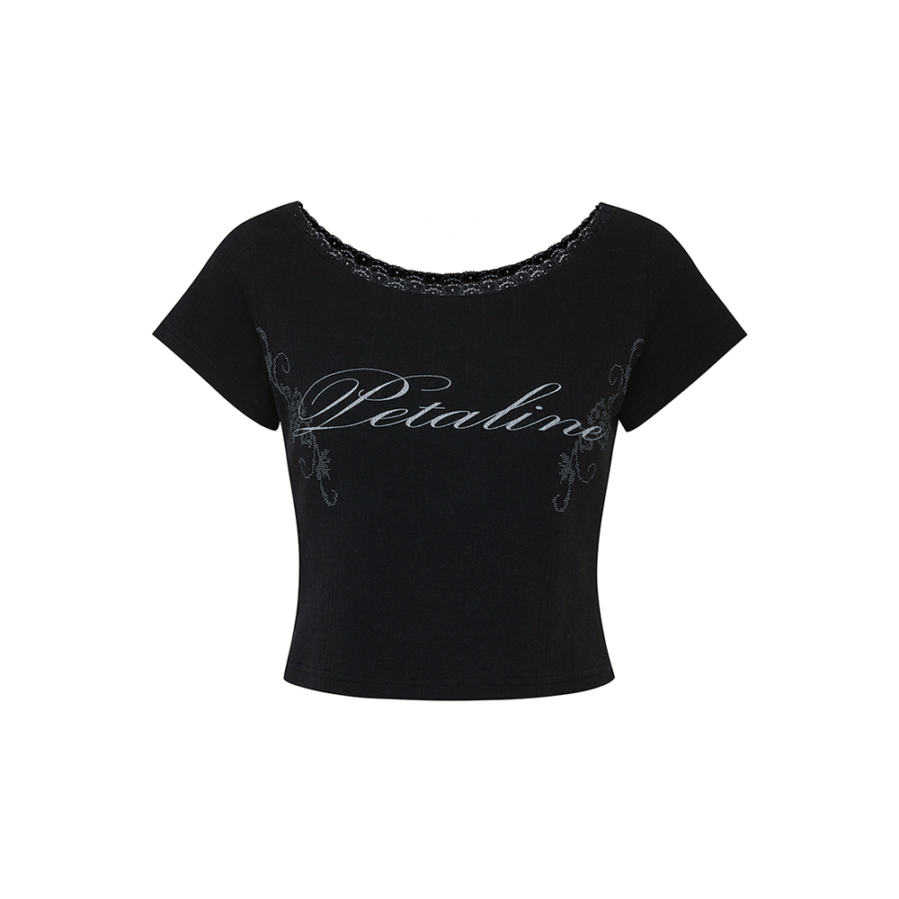 PETALINE LACE TEE black