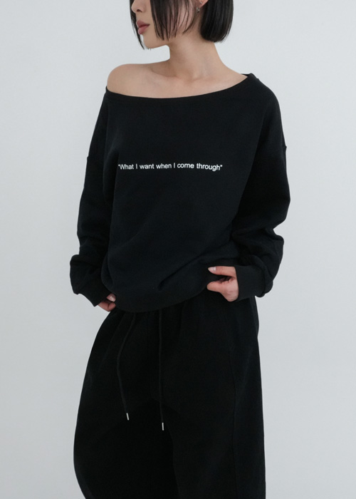 レタリングオフショルスウェットシャツ