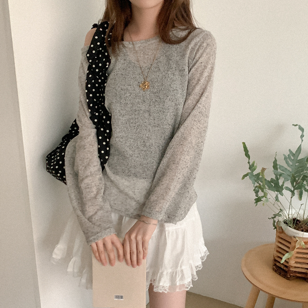 リネンボートネック長袖Ｔシャツ