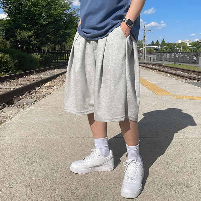 ワンタック バミューダ スウェットハーフパンツパンツ(4colors