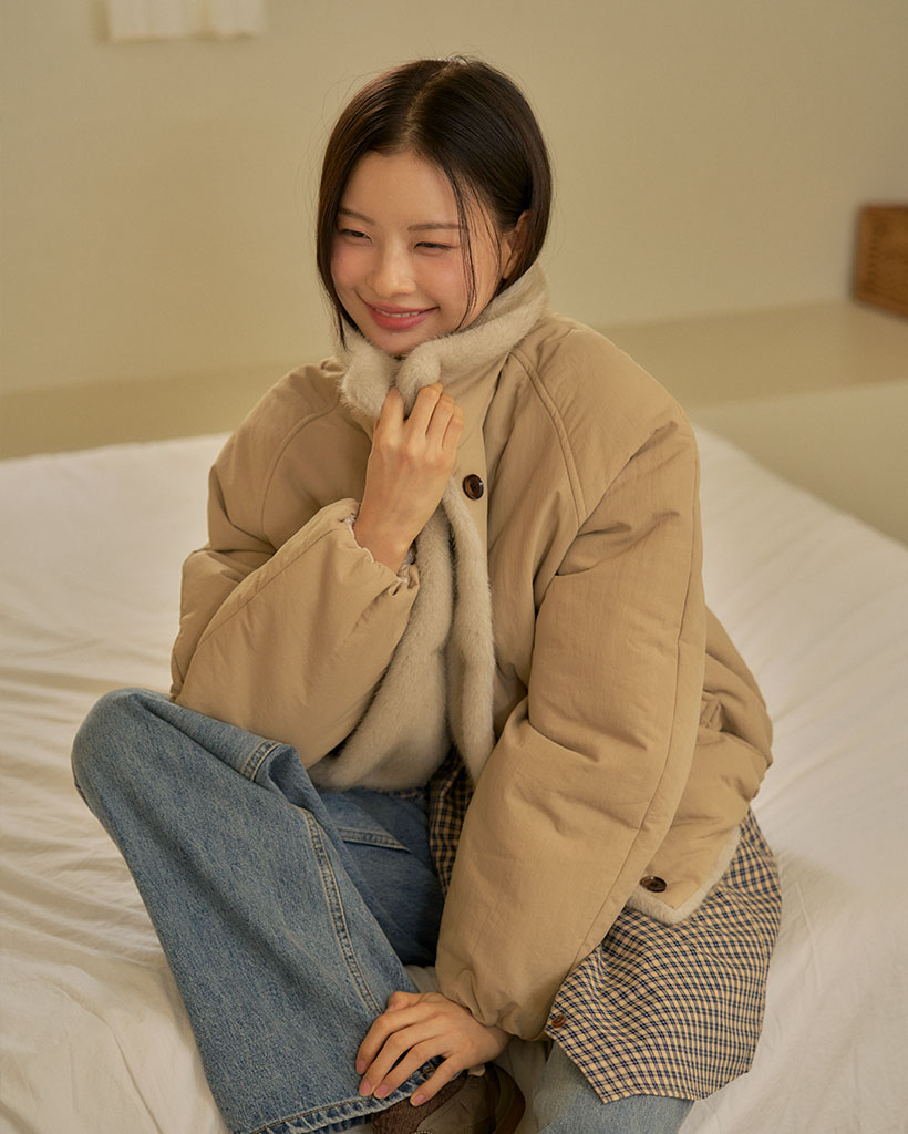 Faux-fur quilted puffer jacket [KNFW05JP10]_[2color]