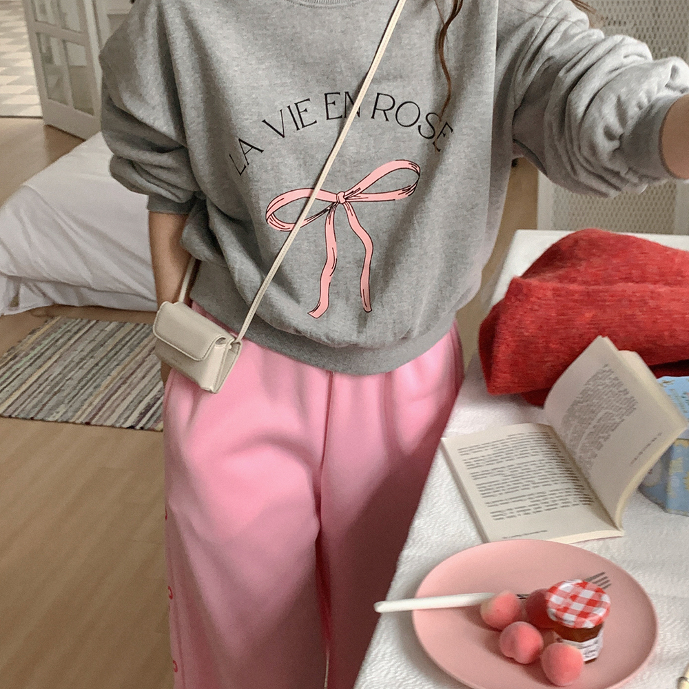 リボンプリントスウェット