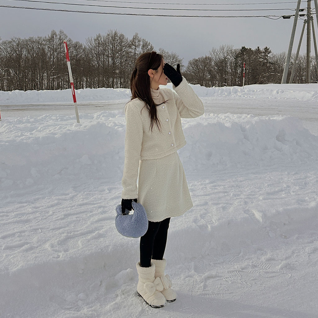 ボアジャケット＆バッグゴムスカートセット | ファッション通販サイト NUGU