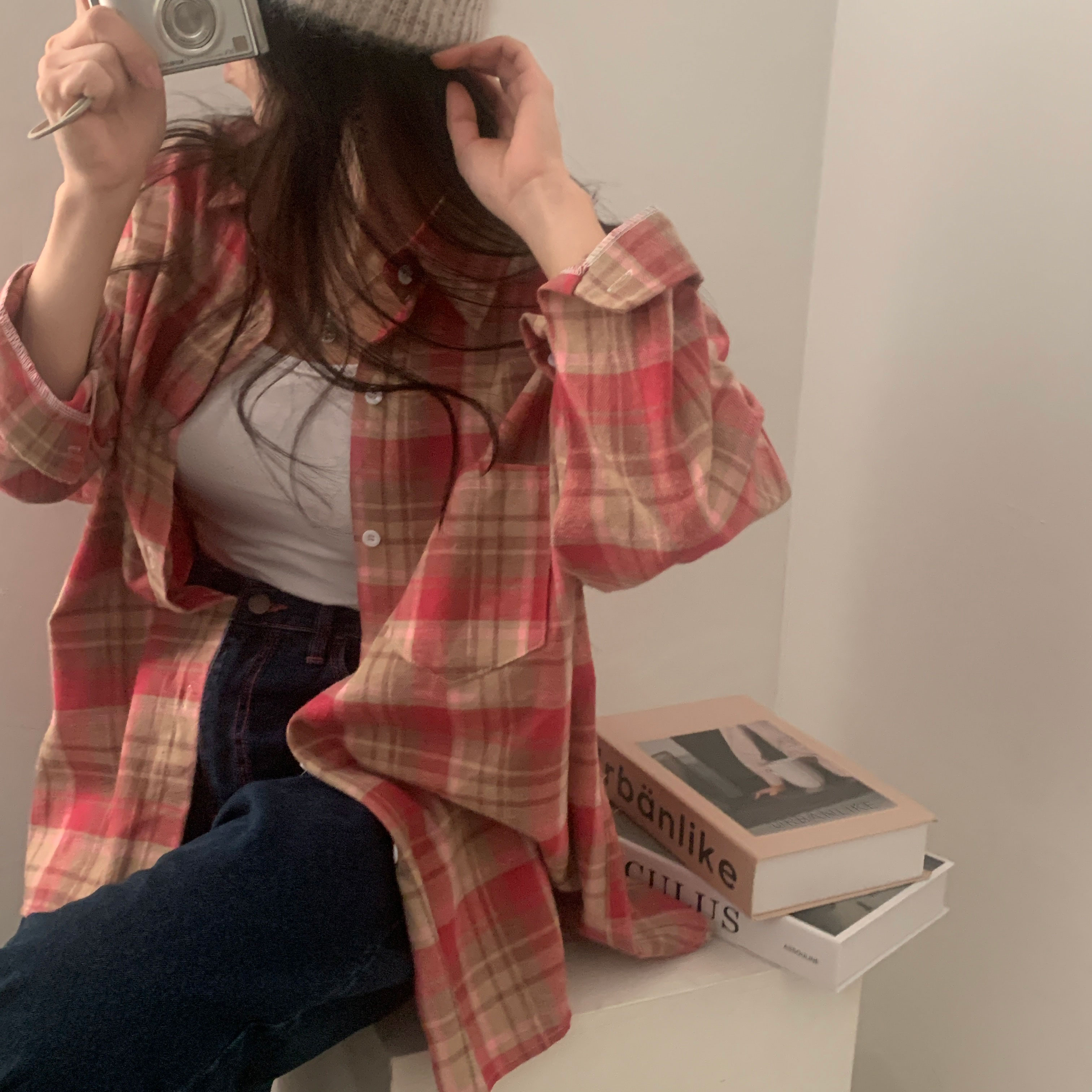 ルーズフィットポケットチェックシャツ