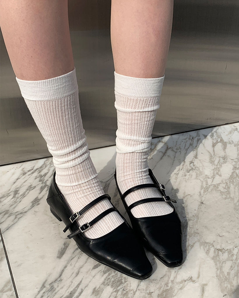 [コーデ完璧] ポインテッドトゥダブルベルトフラットシューズ