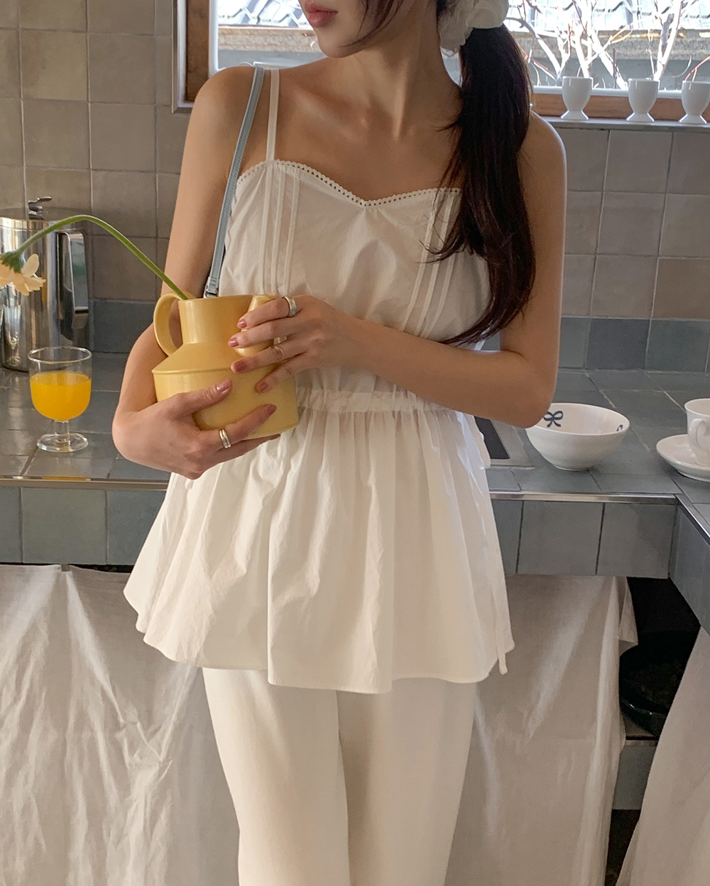 [original]ハートネックフリルタック入りレイヤードビスチェブラウス