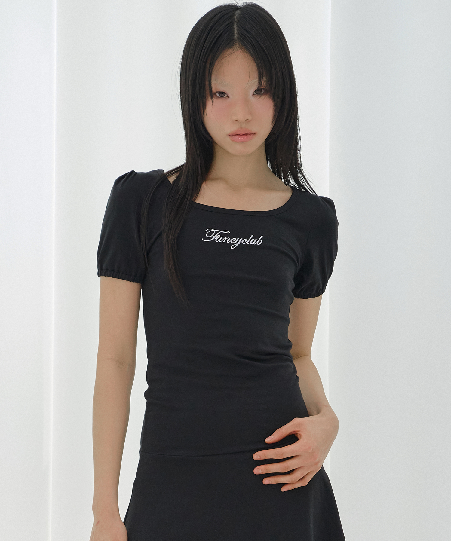 コットンフレアミニワンピース(ブラック)