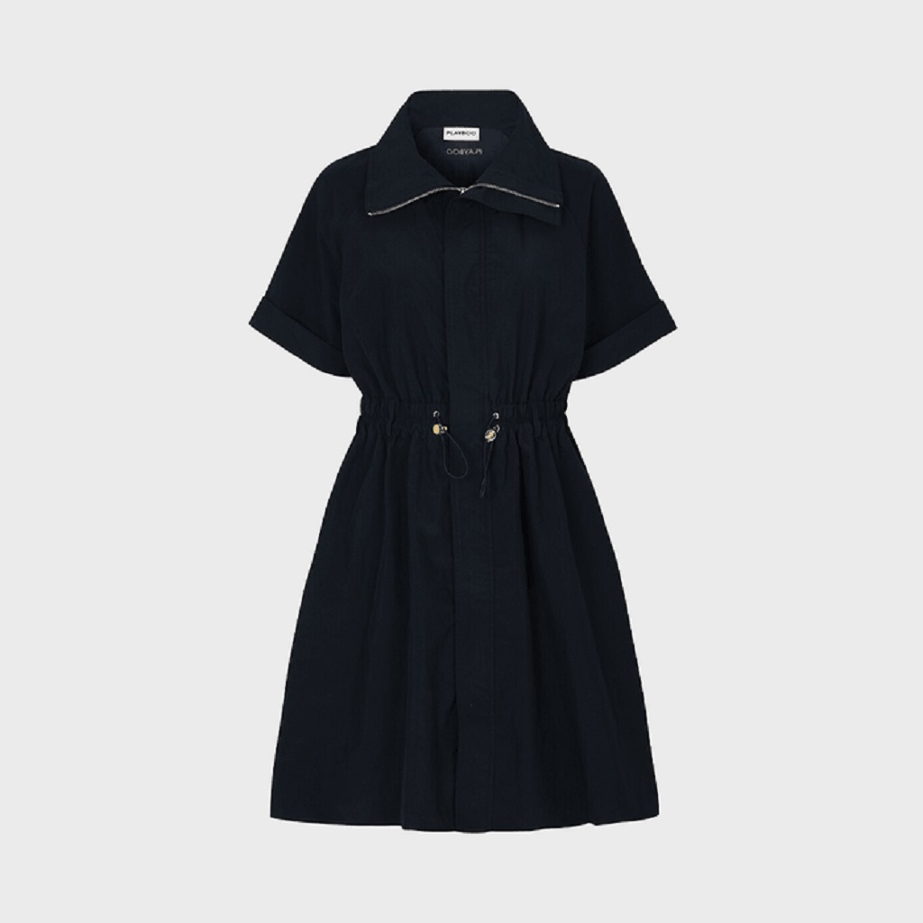 GLOSSY STRAP SHIRRING DRESS (BLACK) | ファッション通販サイト