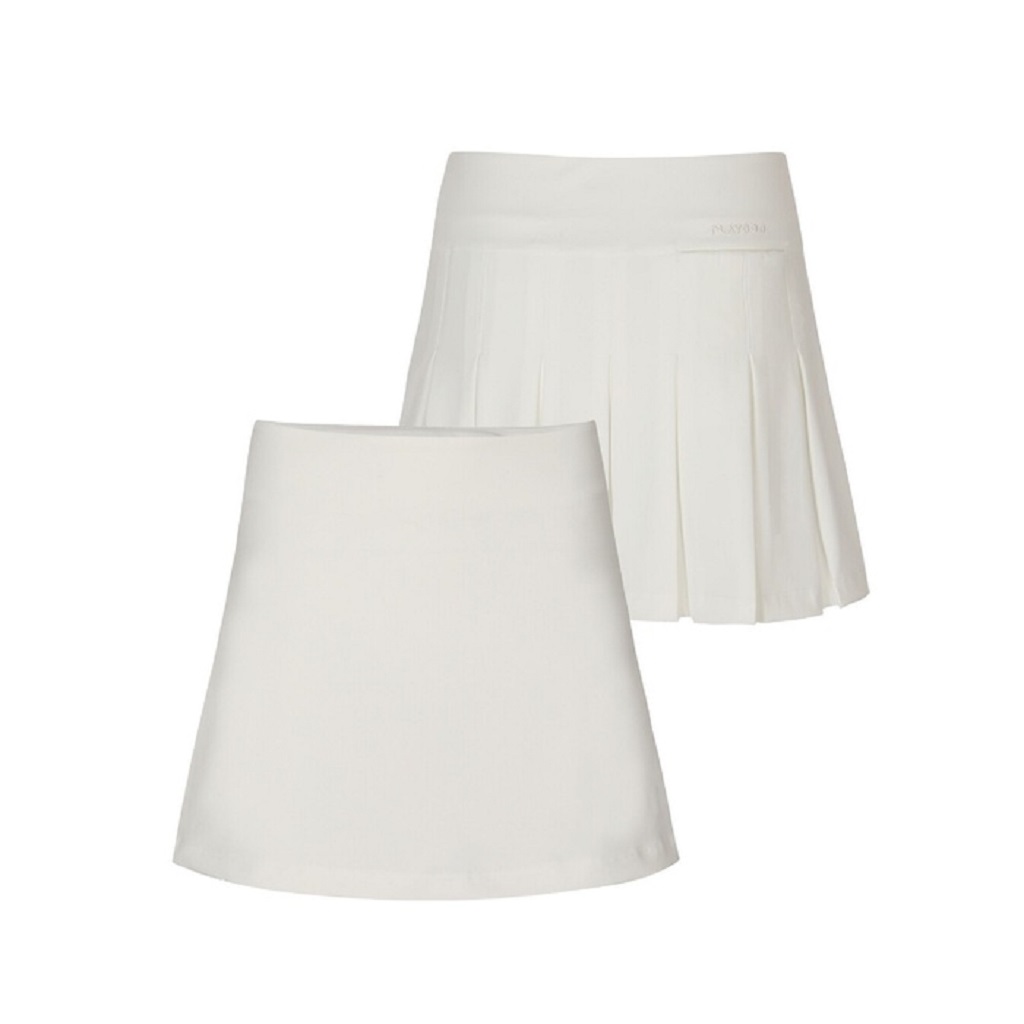 スカート Back banding pleated skirt F3DSK008A BACK PLEATED BANDING SKIRT W/INNER PANTS_White