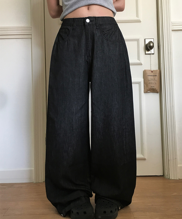 サマー生デニム裾ボタンワイドパンツ | ファッション通販サイト NUGU