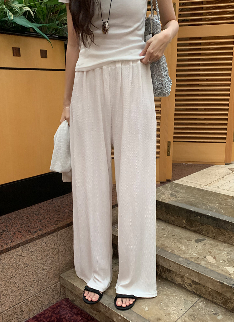 ランキング上位のプレゼント プリーツウエストゴムワイドパンツ | ファッション通販サイト NUGU パンツ