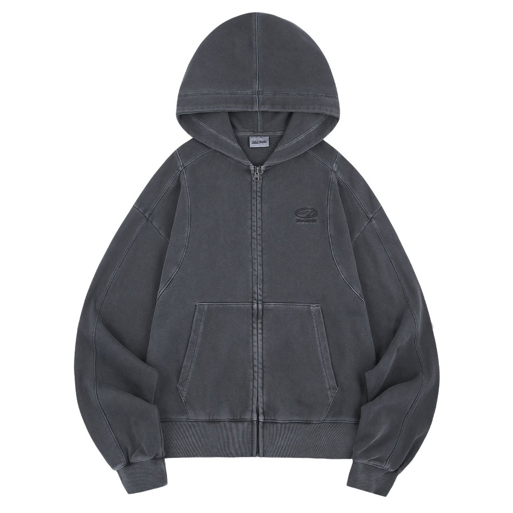 Pigment Cut-Off Hoodie Zip-Up - charcoal | ファッション通販