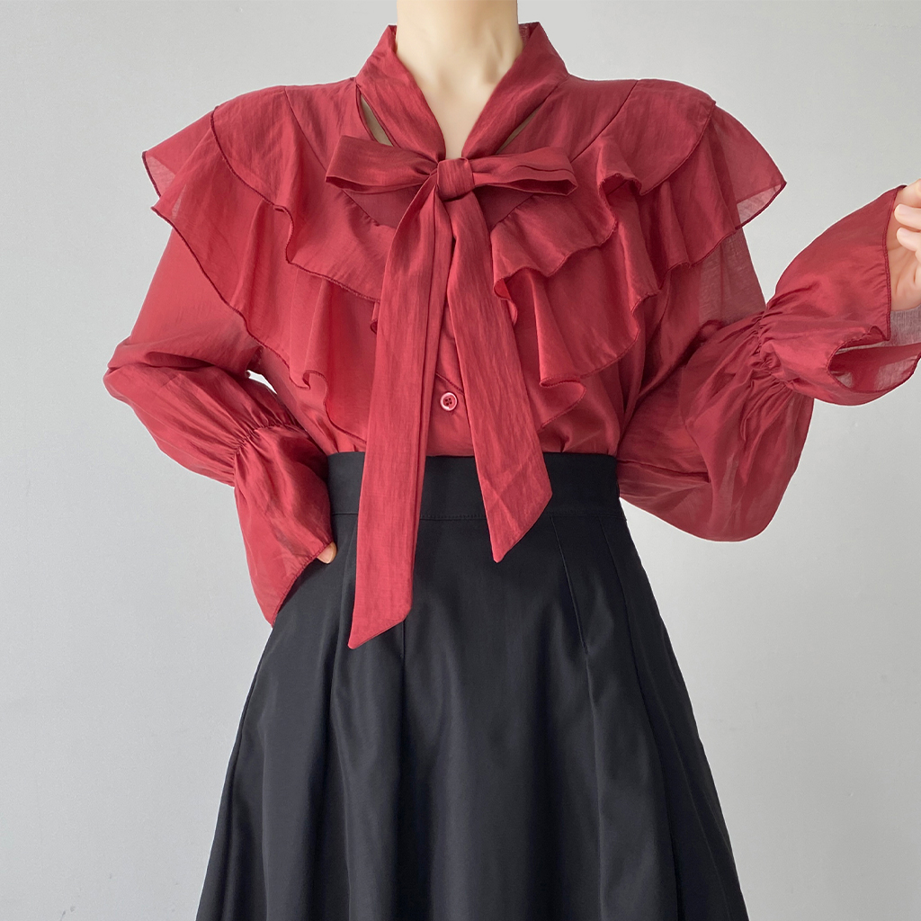 フリル スカーフネックブラウス | ファッション通販サイト NUGU