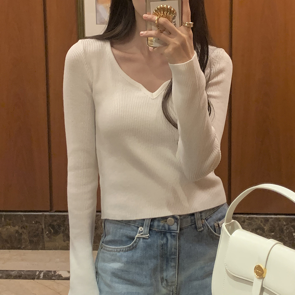 ハートネックリブニット4color | ファッション通販サイト NUGU