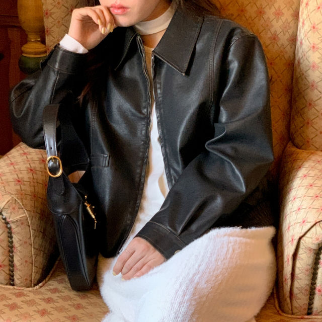 【nugu】　カラーレザージャケット レザーブルゾン | ファッション通販サイト NUGU