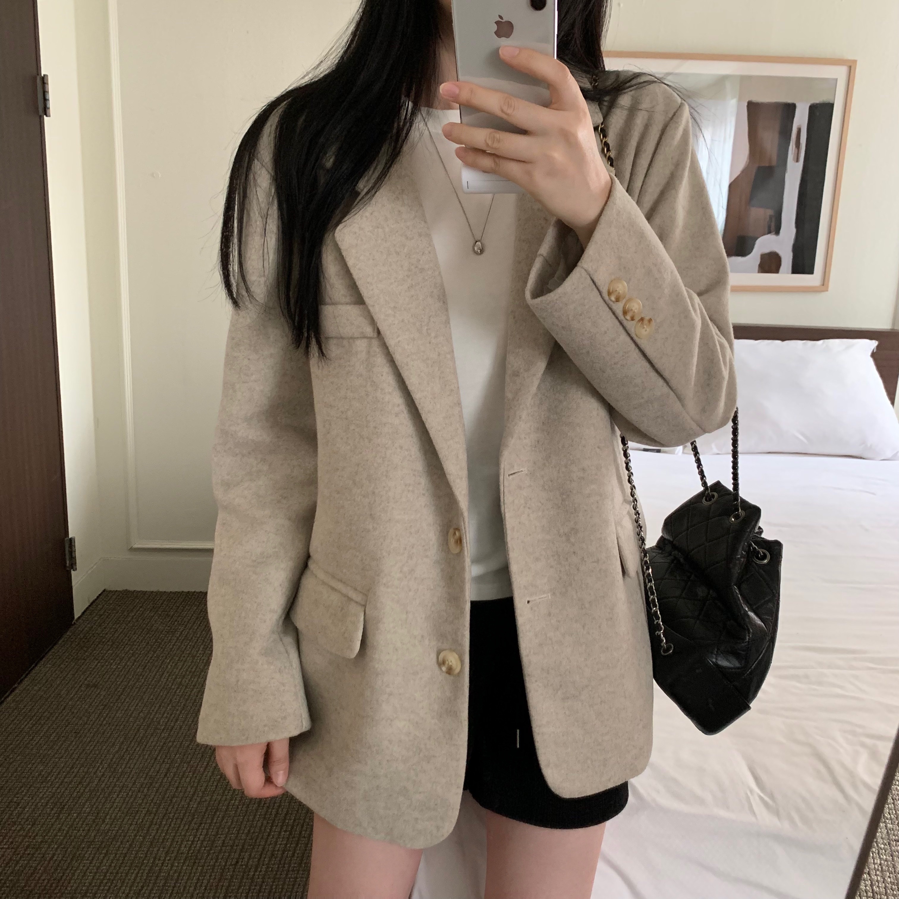 ウールルーズフィットハーフコート