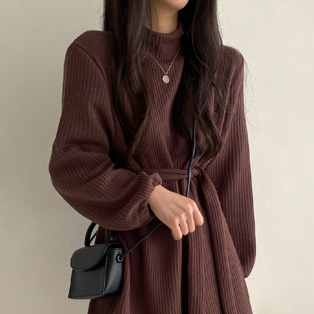 リブタートルネックニットミニワンピース | ファッション通販