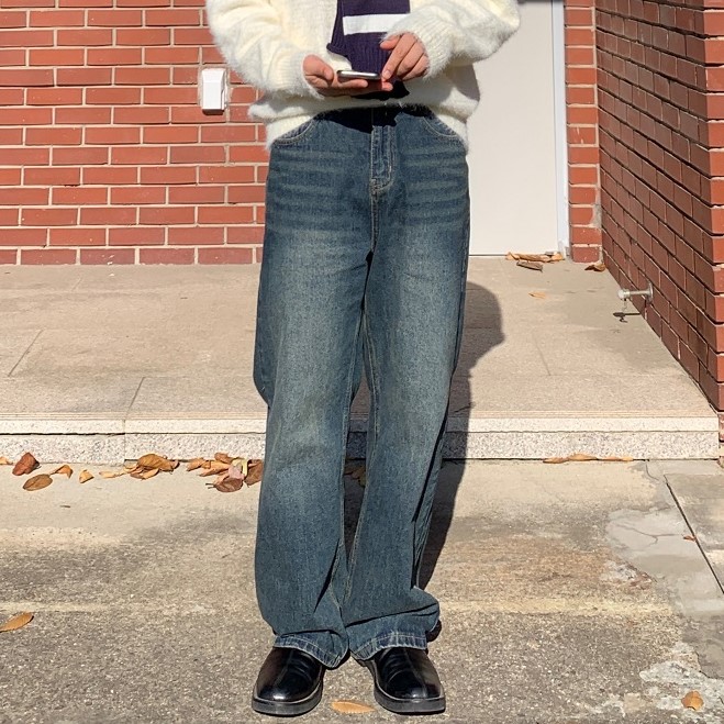 【MODERNIF】Sand brush wide denim pants modernif (モダンイフ) - サンドブラッシュワイドデニムパンツ