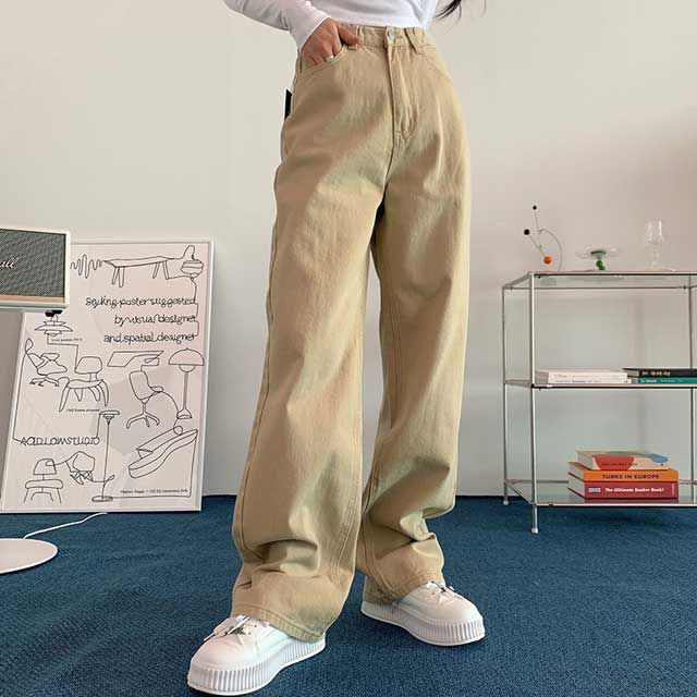 カラーワイドデニムパンツ(model 159cm) | ファッション通販サイト NUGU