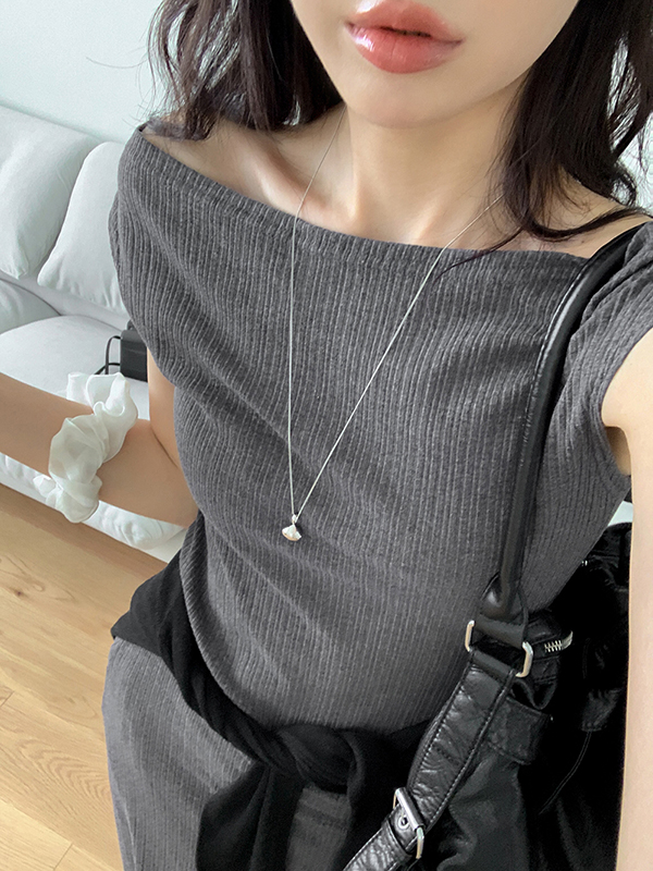 リブオフショルレイヤードロングワンピース | ファッション通販