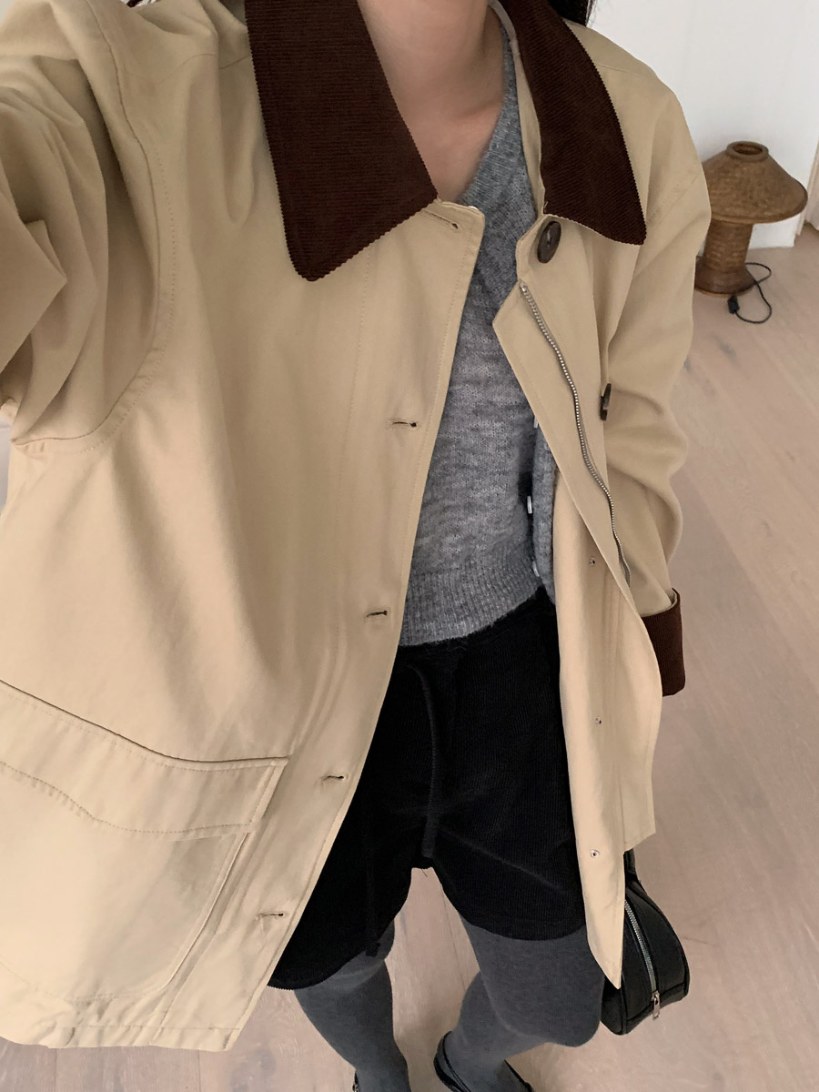 コーデュロイバイカラーハーフミリタリージャケット