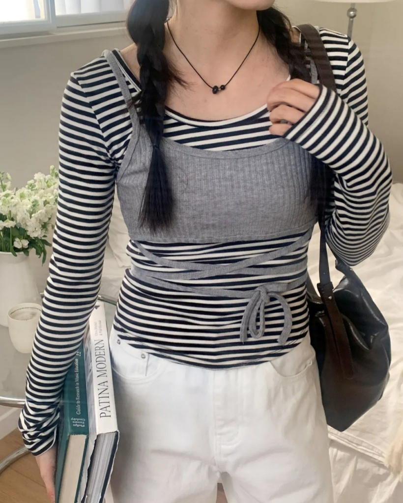 ストライプ長袖Tシャツ(4color) | ファッション通販サイト NUGU