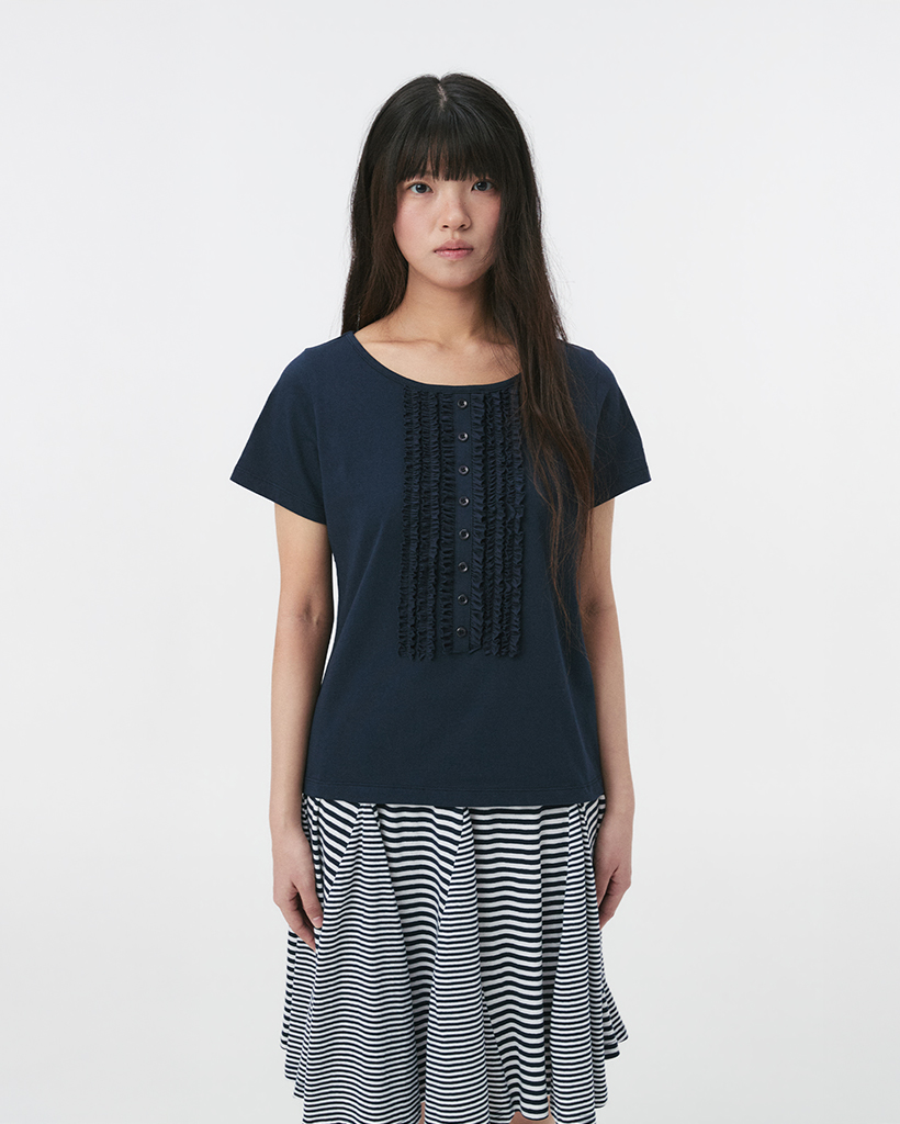 ふーちゃんS FRILL JERSEY T-SHIRT, NAVY | ファッション通販サイト NUGU