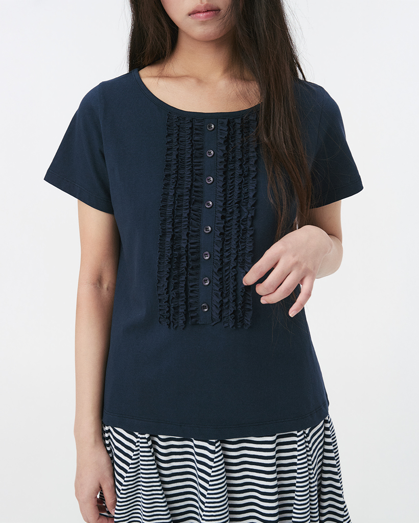 FRILL JERSEY T-SHIRT, NAVY | ファッション通販サイト NUGU