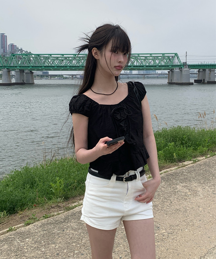 ラッフルスリーブパールスリットラインブラウス – YOKO CHAN