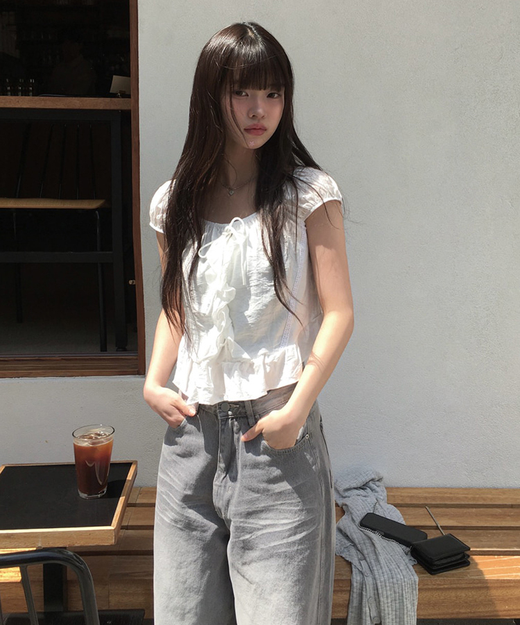 ラッフルスリーブパールスリットラインブラウス – YOKO CHAN