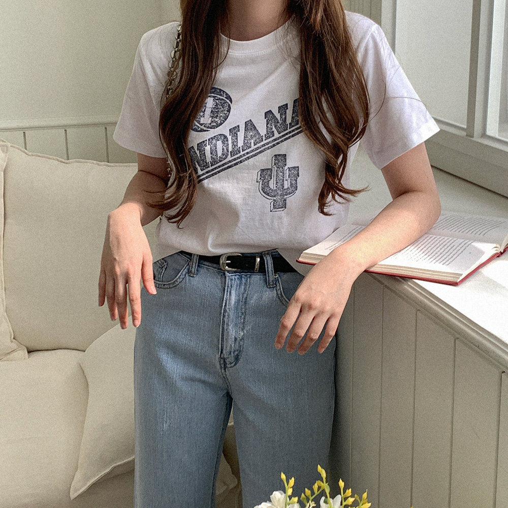 コットンレタリング半袖Tシャツ