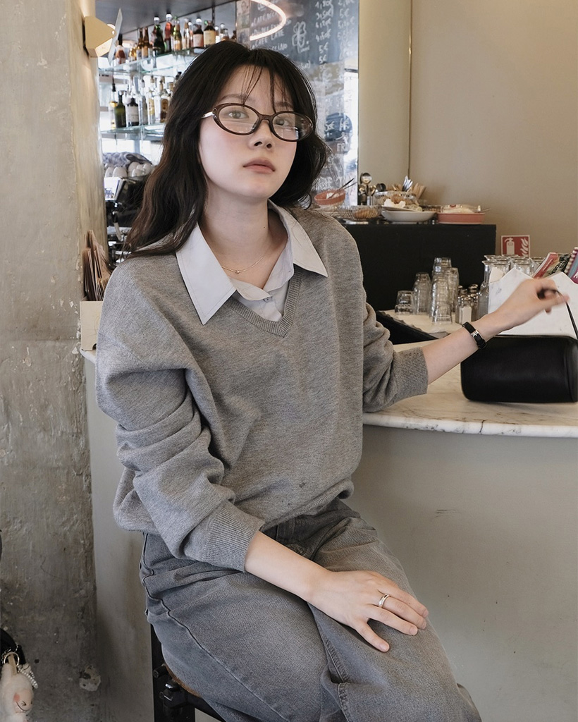 シャツレイヤードニット