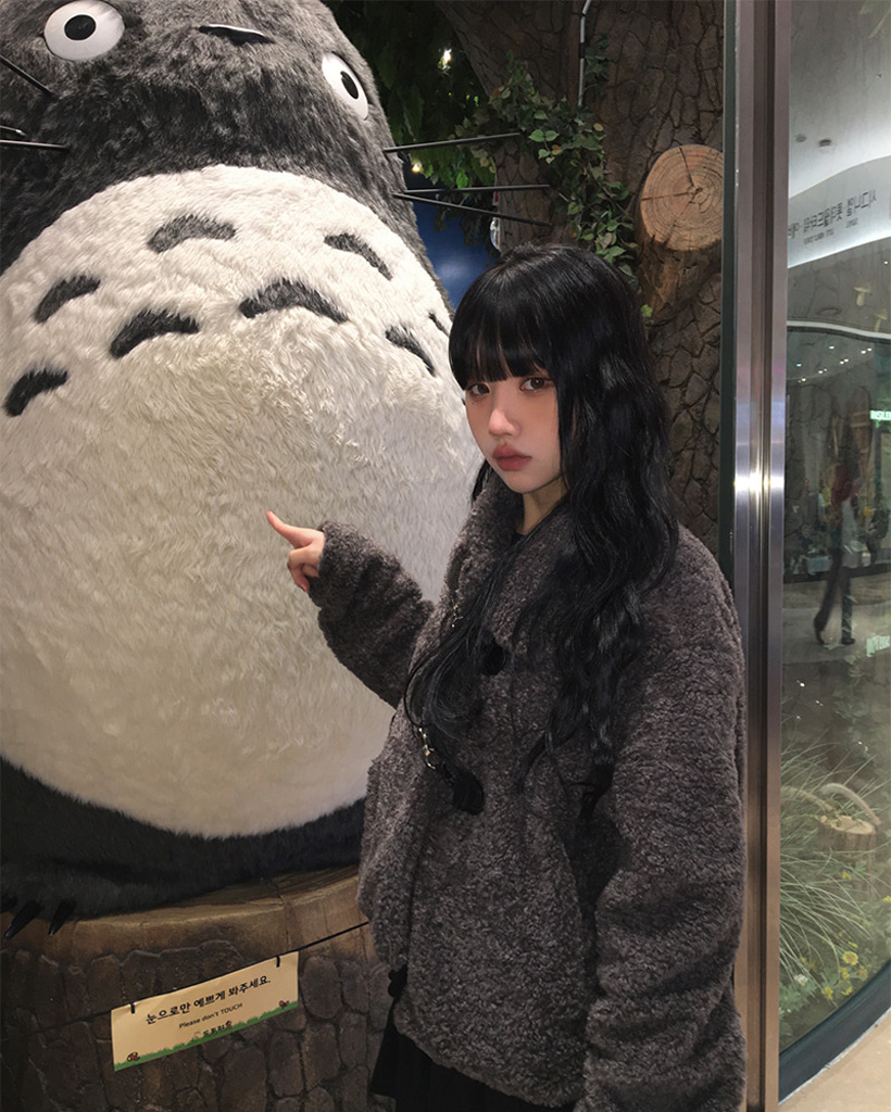 クリスマス/年末] ボアキルティングバックルショートコート (3color