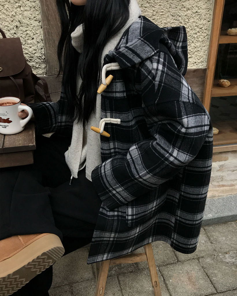 ORIGINAL]メーター チェックフード付きダッフルコート | ファッション