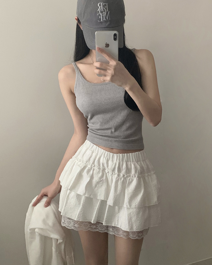 パンツ型裏地付き] y2kレースミニスカート(2color