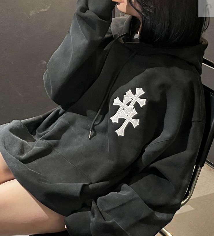 unisex]十字架ヴィンテージオーバーサイズフードパーカー