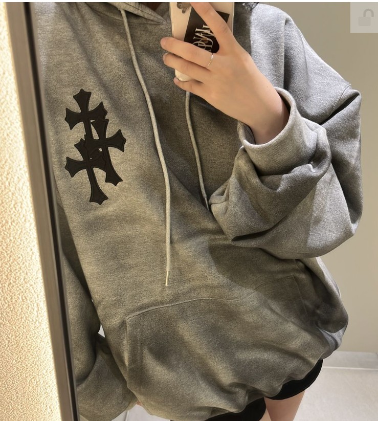 unisex]十字架ヴィンテージオーバーサイズフードパーカー