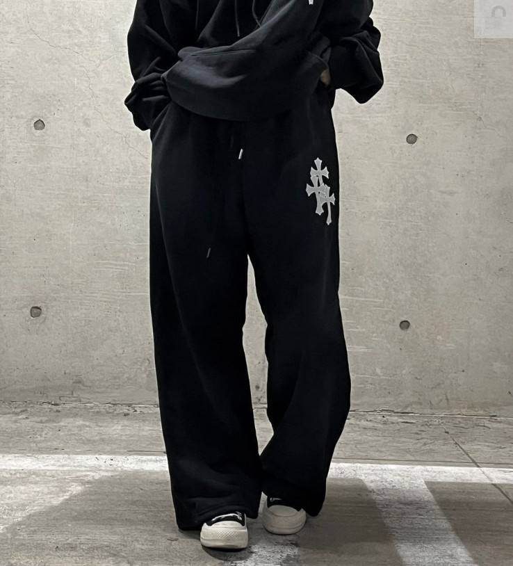 unisex]十字架ヴィンテージワイドトレーニングパンツ | ファッション