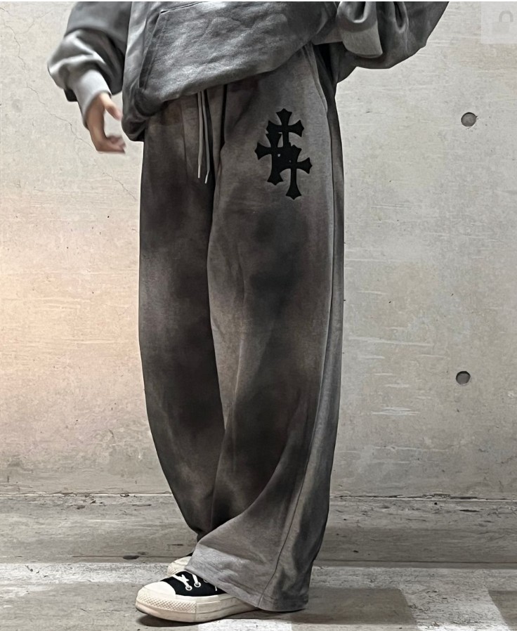 unisex]十字架ヴィンテージワイドトレーニングパンツ | ファッション
