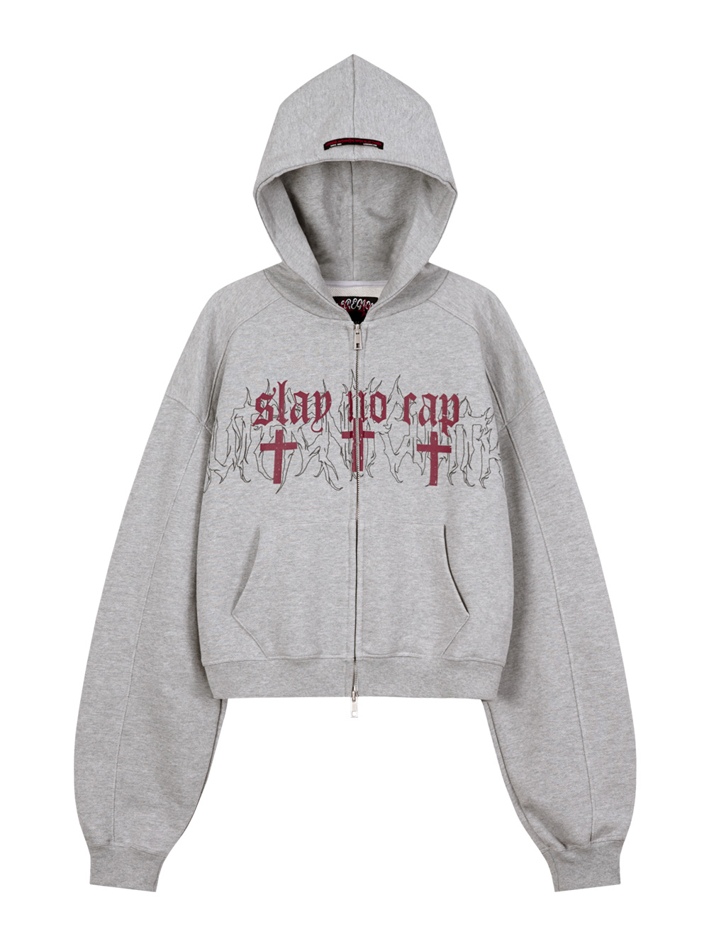 Cross Crop Hood Zip-Up - Grey | ファッション通販サイト NUGU