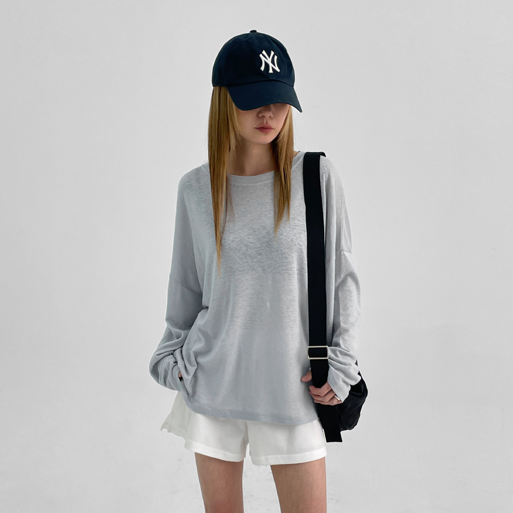 フンドルージュフィットサマー長袖ティーリネン55％