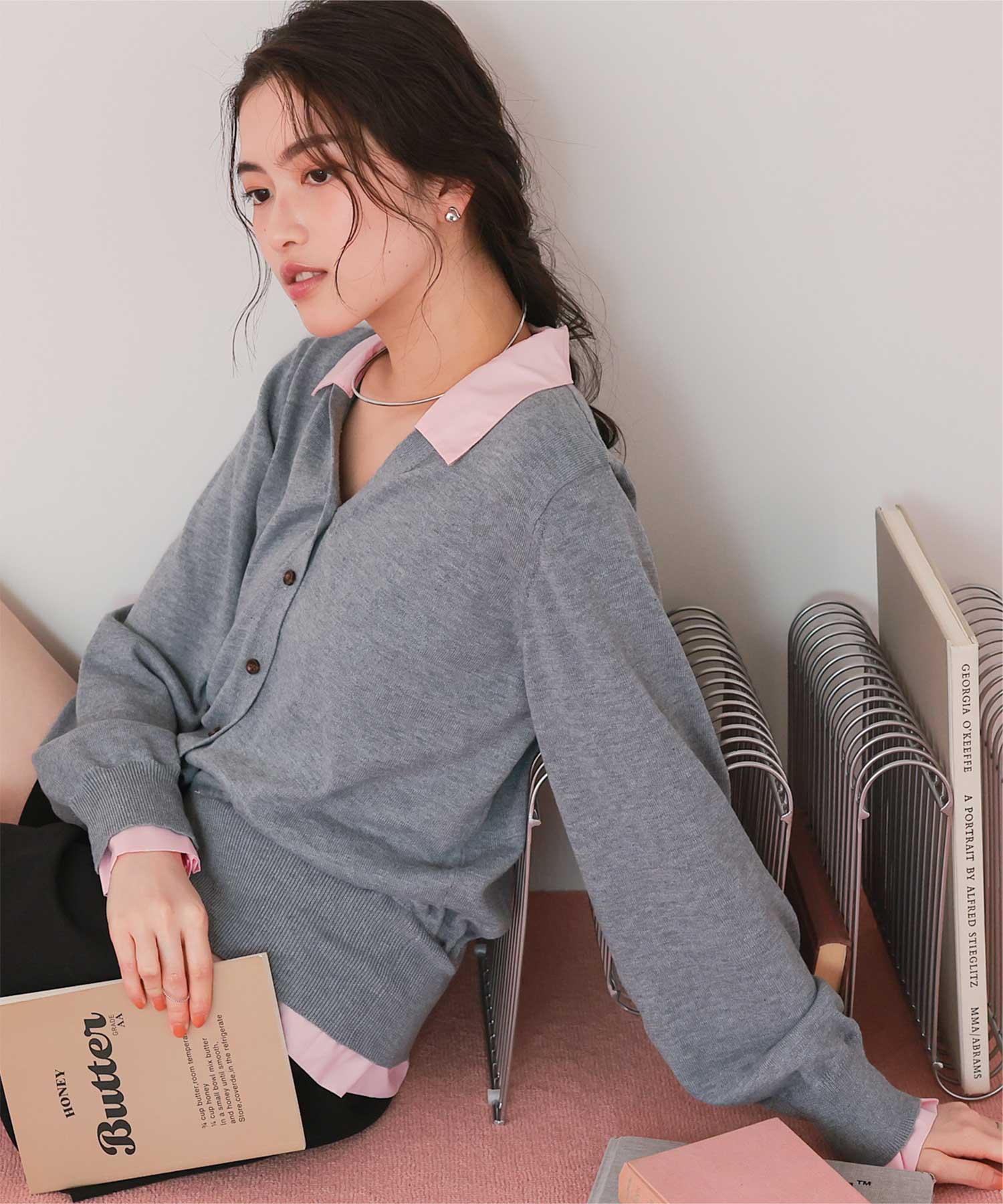 シャツドッキングニットカーディガン